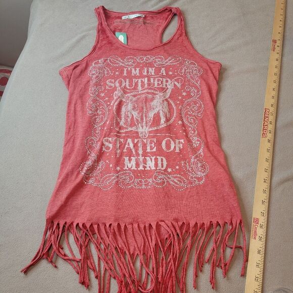 Maurices Red Fringe Scoop-Neck Tank  Size Medium - Picture 1 of 9